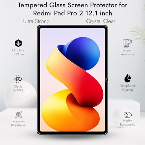 Robustrion Tempered Glass for Redmi Pad 2 Pro 12.1 inch [2026] / Redmi Pad Pro 12.1 inch [2024] Tablet Full Screen Protector Guard - 1 Pack - Image 3