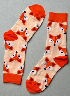 The Socks Hype 3 Pairs Unisex Fox Face Socks for Men Women - Comfortable Cotton Blend Socks | Suitable for 35-42 Sizes | Whimsical Fox Design, Perfect for Animal Lovers  - Image 1