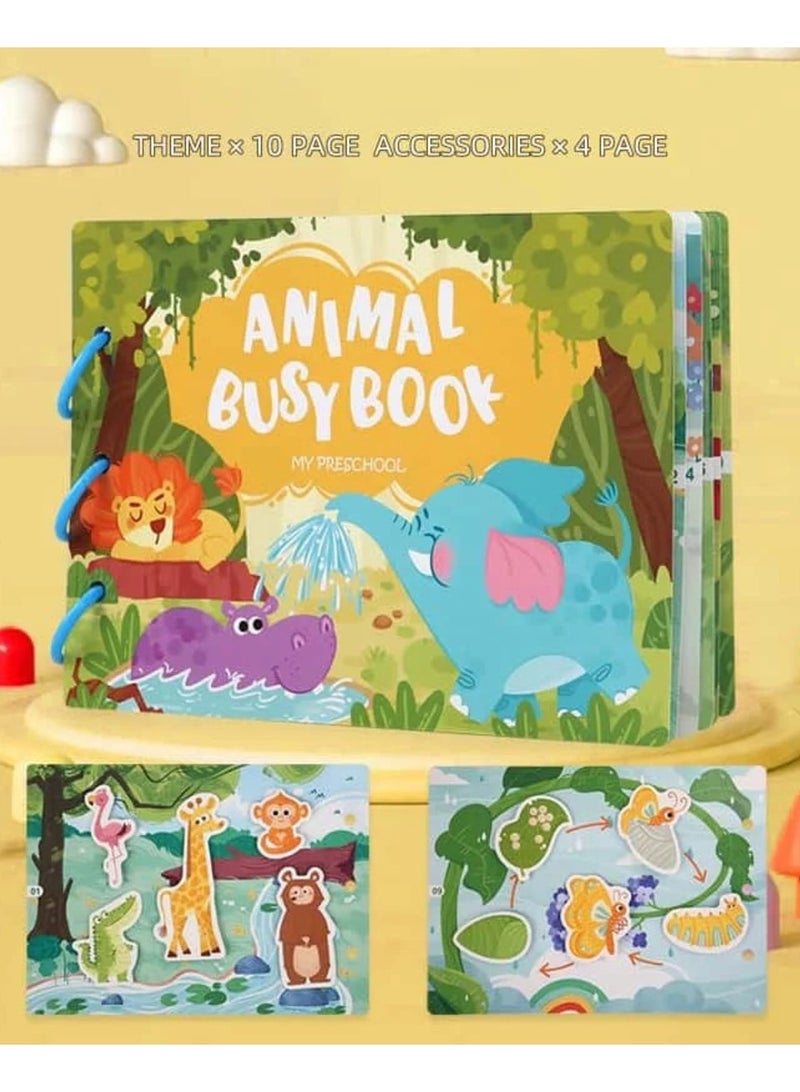 Early Children Educational Book for Children, Stickers Board, Animal & Numbers Matching, Verbal Awareness and Mastery of Words for Their General Knowledge, Preschool Educational Toy for Boys and Girls 1-5 Years - Image 1