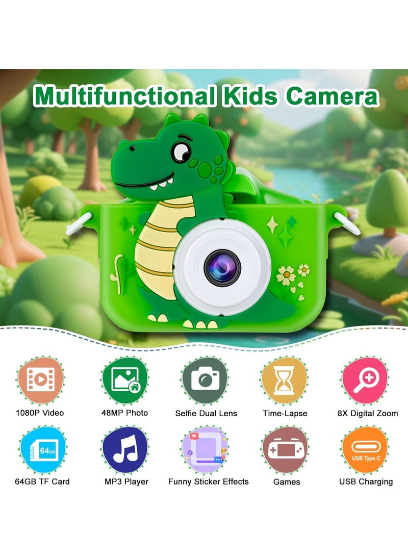 Children Camera , 64GB Digital Camera for Kids, Dinosaurs Birthday Gifts for Boys Age 3-12, 1080P HD Video Camera for Toddler, Children Toys for 3 4 5 6 7 8 9 Year Old Boys - Image 4