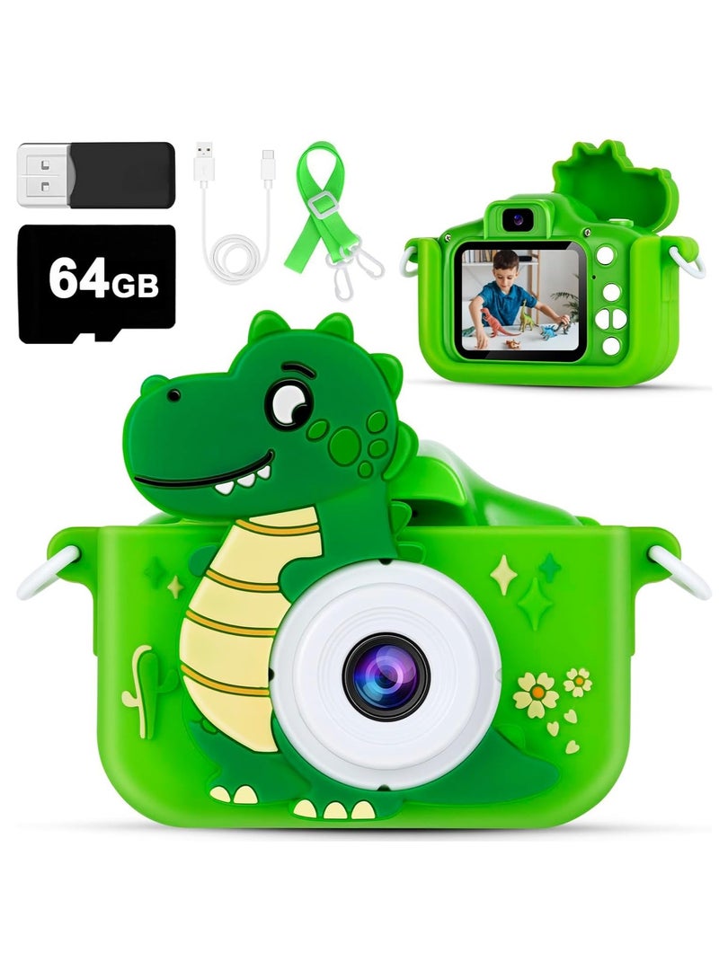 Children Camera , 64GB Digital Camera for Kids, Dinosaurs Birthday Gifts for Boys Age 3-12, 1080P HD Video Camera for Toddler, Children Toys for 3 4 5 6 7 8 9 Year Old Boys - Image 1