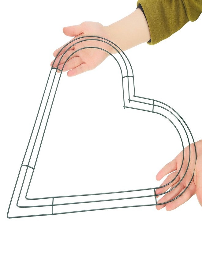 Bememo 2 Pcs Heart Wire Wreath Frame Metal Flower Wreath Frames for New Year Valentines Christmas Party Decoration, Dark Green(16 Inch) - Image 4