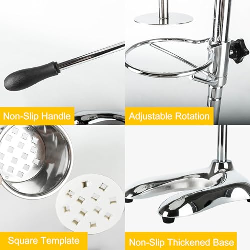 nLn Hope Manual French Fries Maker 30cm Fried Potato Strips Squeezers, 12 Holes Stainless Steel Mashed Potato Extruder with Fried Basket, Vertical Potato Chips Squeezer Machine for Restaurant, Snack Bars - Image 5