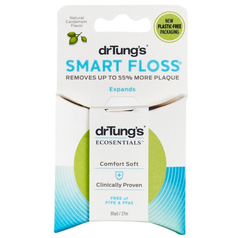 DrTung's Smart Floss - Natural Floss, PTFE & PFAS Free Floss, Gentle on Gums, Expands & Stretches, BPA Free - Natural Dental Floss Cardamom Flavor (Pack of 18) - Image 1