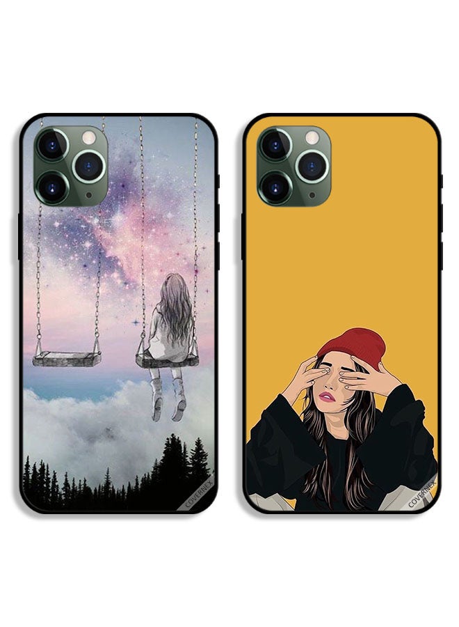 Covernex Two Cases For Apple iPhone 11 Pro Max Protective Covers Lonely Sad Girl Art - Image 1