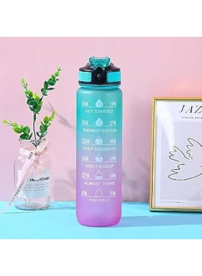 CAZADORA CAZADORA Sports Water Bottle 1L with Motivational Time Marker – BPA-Free Tritan Plastic – Leakproof Flip-Top Lid with Built-in Straw for Easy Sipping – Hourly Hydration Tracker with Inspiring Quotes – Durable & Odorless Reusable Bottle with Wide Mouth Opening for Ice and Fruit Infusion – Perfect for Gym, Office, School, Kids, Travel, Cycling, and Sports – Includes Carry Strap for On-the-Go Use – Dishwasher Safe and Eco-Friendly Design – Encourages Healthy Habits and Daily Hydration – Vibrant Colors for Every Personality – Gift for Students, Athletes, and Active Lifestyles – Lightweight, Portable, and Stylish Companion - Image 2