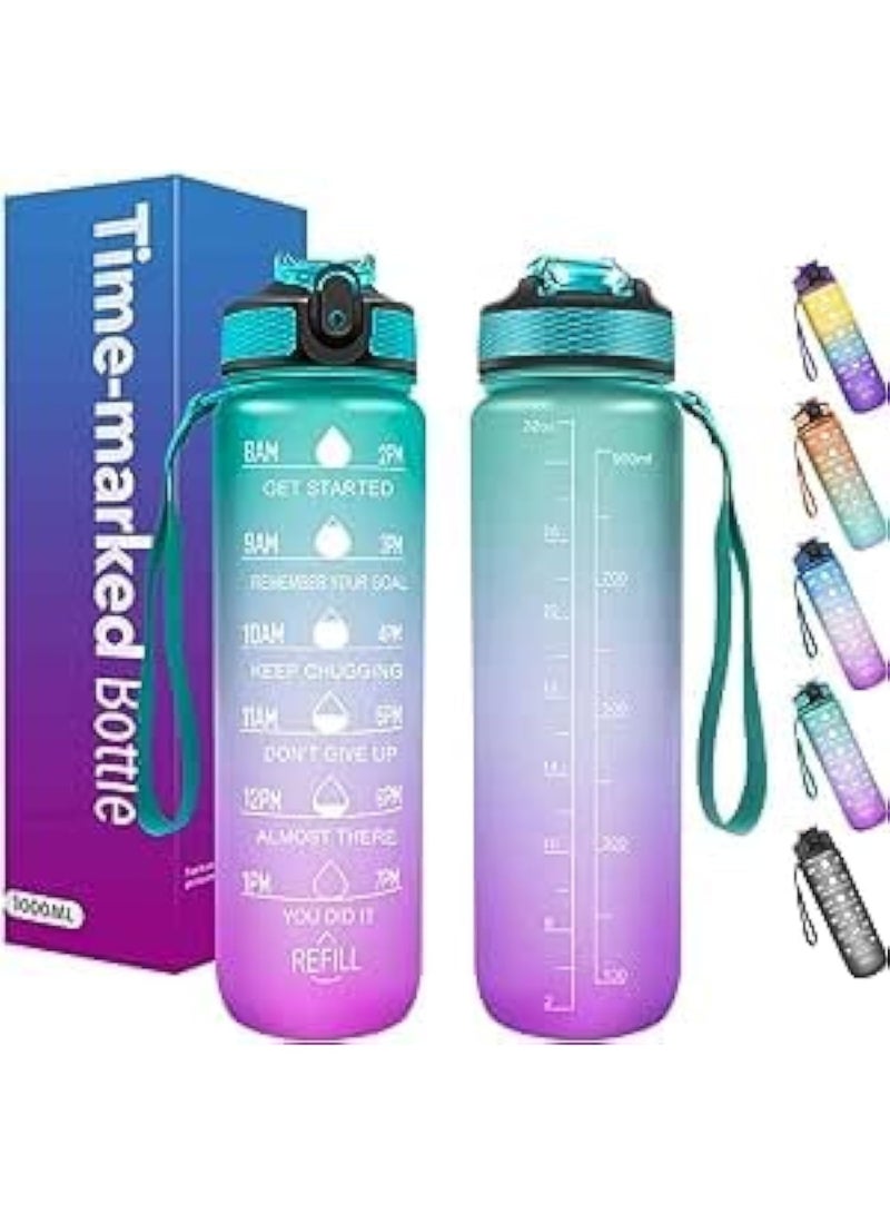 CAZADORA CAZADORA Sports Water Bottle 1L with Motivational Time Marker – BPA-Free Tritan Plastic – Leakproof Flip-Top Lid with Built-in Straw for Easy Sipping – Hourly Hydration Tracker with Inspiring Quotes – Durable & Odorless Reusable Bottle with Wide Mouth Opening for Ice and Fruit Infusion – Perfect for Gym, Office, School, Kids, Travel, Cycling, and Sports – Includes Carry Strap for On-the-Go Use – Dishwasher Safe and Eco-Friendly Design – Encourages Healthy Habits and Daily Hydration – Vibrant Colors for Every Personality – Gift for Students, Athletes, and Active Lifestyles – Lightweight, Portable, and Stylish Companion - Image 1