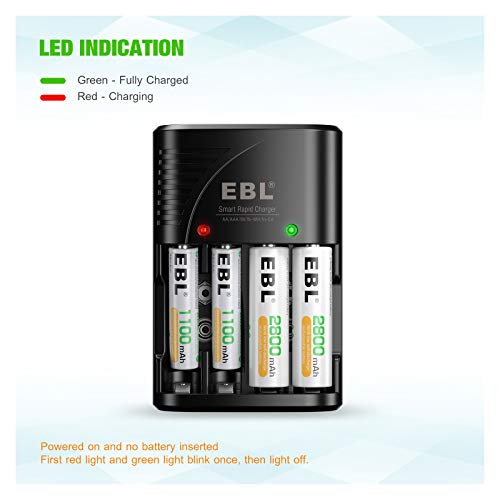 EBL Smart Rapid AA AAA Charger for AA AAA 9V Rechargeable Batteries Ni-MH Ni-CD Rechargeable Batteries - Image 4