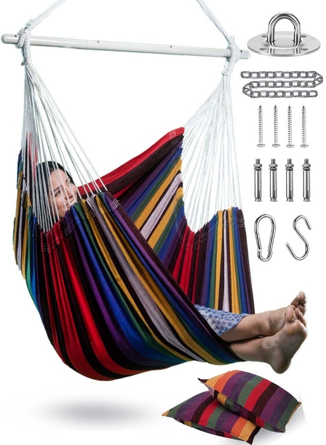 Lulladle Large Hammock Chair Hanging Rope Swing - Hammock Chair Bedrooms - Swing Chair Indoor - Hanging Chair Outdoor - Max Weight 500 Lbs - Image 1
