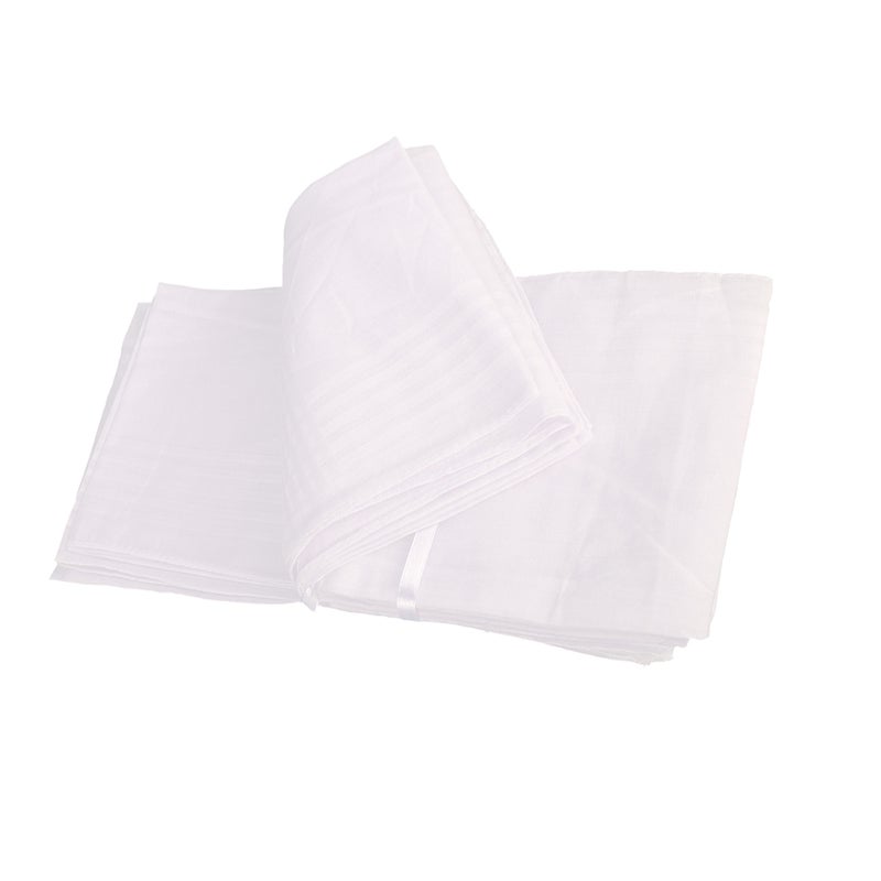 12pcs White Cotton Handkerchiefs Cotton Towels Hankerchief for Men Women Children Kids (38 * 38cm) - Image 3