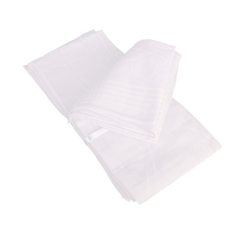 12pcs White Cotton Handkerchiefs Cotton Towels Hankerchief for Men Women Children Kids (38 * 38cm) - Image 2