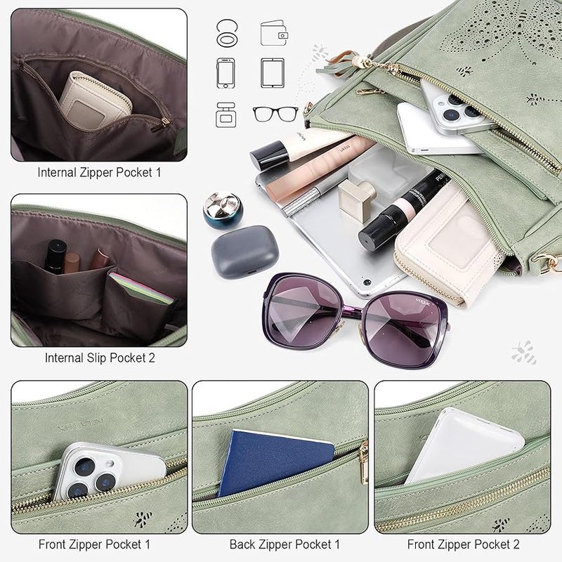 KITEVIUN Medium Crossbody Bags for Women Trendy, Women's Butterfly Shoulder Handbags with Tassel - Image 3