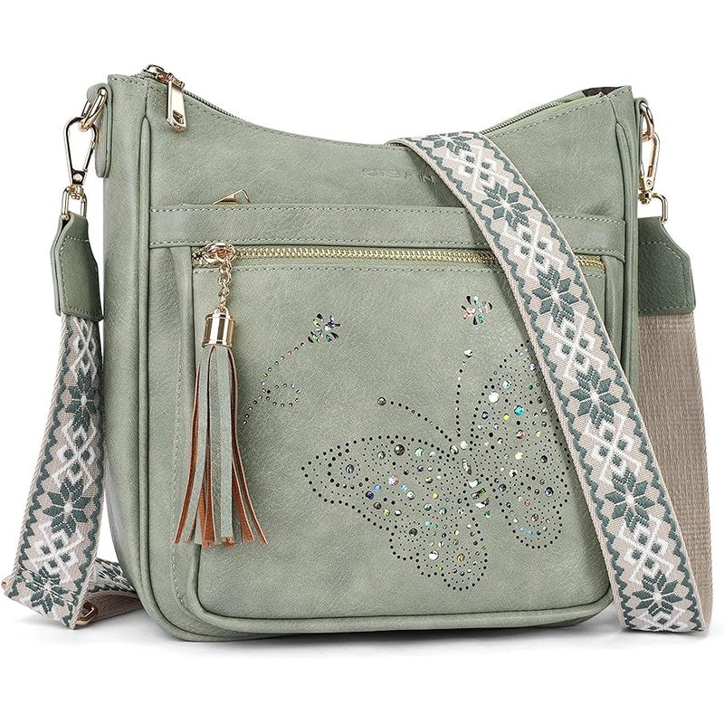 KITEVIUN Medium Crossbody Bags for Women Trendy, Women's Butterfly Shoulder Handbags with Tassel - Image 1