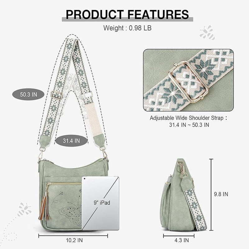 KITEVIUN Medium Crossbody Bags for Women Trendy, Women's Butterfly Shoulder Handbags with Tassel - Image 5