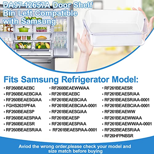 Alvar UPGRADED DA97-12657A Refrigerator Door Shelf (LEFT) for Samsung Refrigerator Door Shelf Replacement Fridge Shelf Replacement Parts RF260BEAESR, RF261BEAESR, RF262BEAESR, PS4176661,AP5621270 Door Bin - Image 4