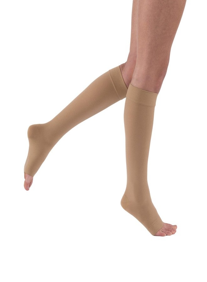 JOBST Relief Knee High Graduated Compression Socks 20-30mmHg - Comfortable Unisex Design - Open Toe, Beige, Large Full Calf - Image 1