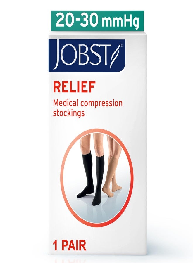 JOBST Relief Knee High Graduated Compression Socks 20-30mmHg - Comfortable Unisex Design - Open Toe, Beige, Large Full Calf - Image 2