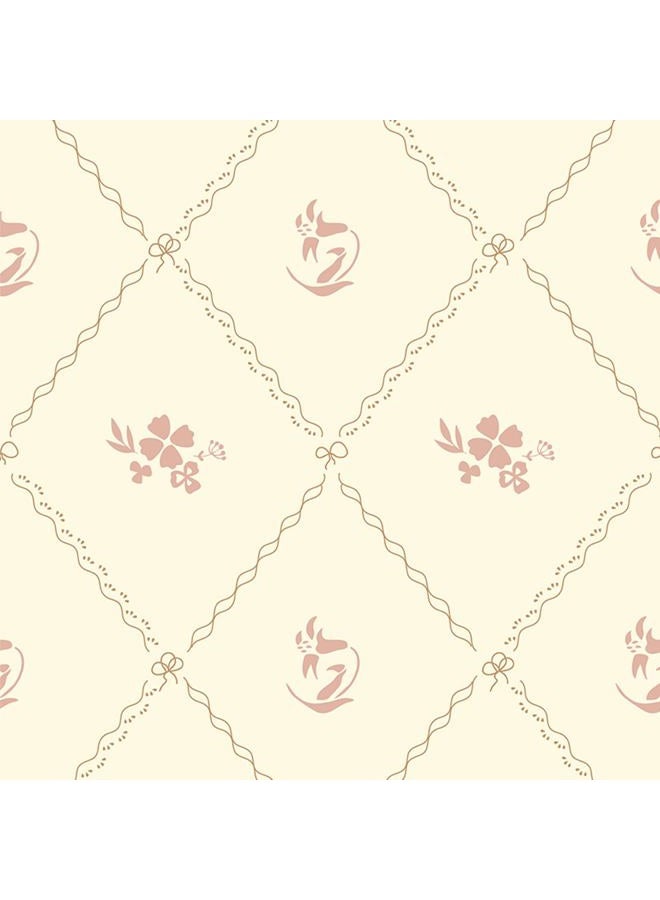 GloryTik Vintage Floral Wallpaper Peel and Stick, Removable Beige Flowers Contact Paper, Self Adhesive Wall Paper for Bedroom Living Room Cabinets Bedroom Vinyl Rolls (17.3" x 78.7") - Image 1
