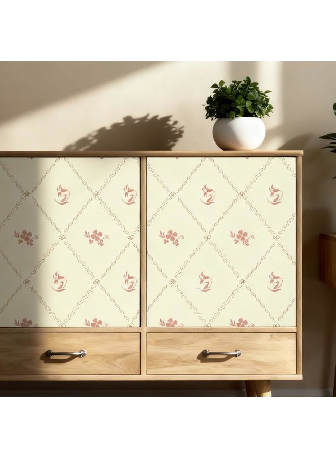 GloryTik Vintage Floral Wallpaper Peel and Stick, Removable Beige Flowers Contact Paper, Self Adhesive Wall Paper for Bedroom Living Room Cabinets Bedroom Vinyl Rolls (17.3" x 78.7") - Image 5