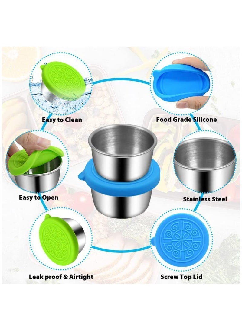 Y&D Salad Dressing Containers To Go, Small Condiment with Lids, Stainless Steel Cups Dipping Sauce Container for Lunch Bento Box Leakproof Silicone Lids Kids(6 Pack)  - Image 5