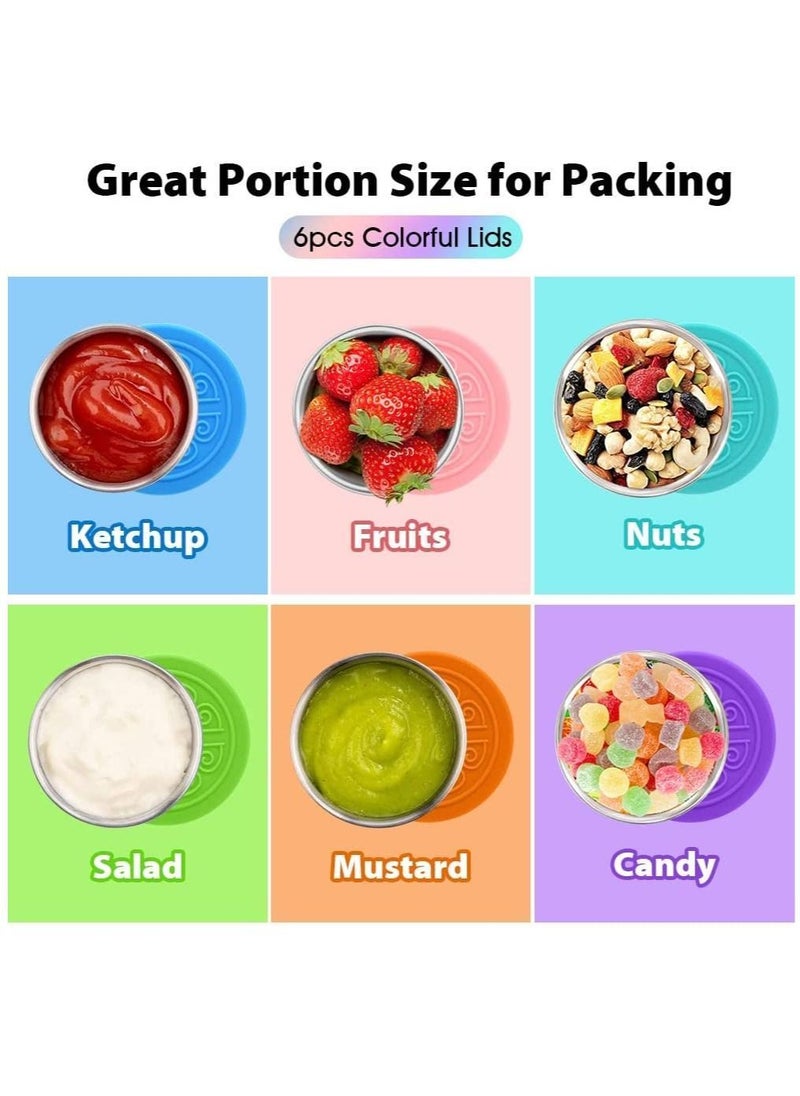 Y&D Salad Dressing Containers To Go, Small Condiment with Lids, Stainless Steel Cups Dipping Sauce Container for Lunch Bento Box Leakproof Silicone Lids Kids(6 Pack)  - Image 3