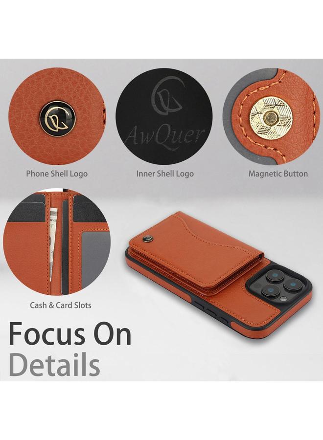 erorex Case For iPhone 16 Pro AwQuer Horizontal Flip Card Bag Holder Leather Phone Case - Image 5