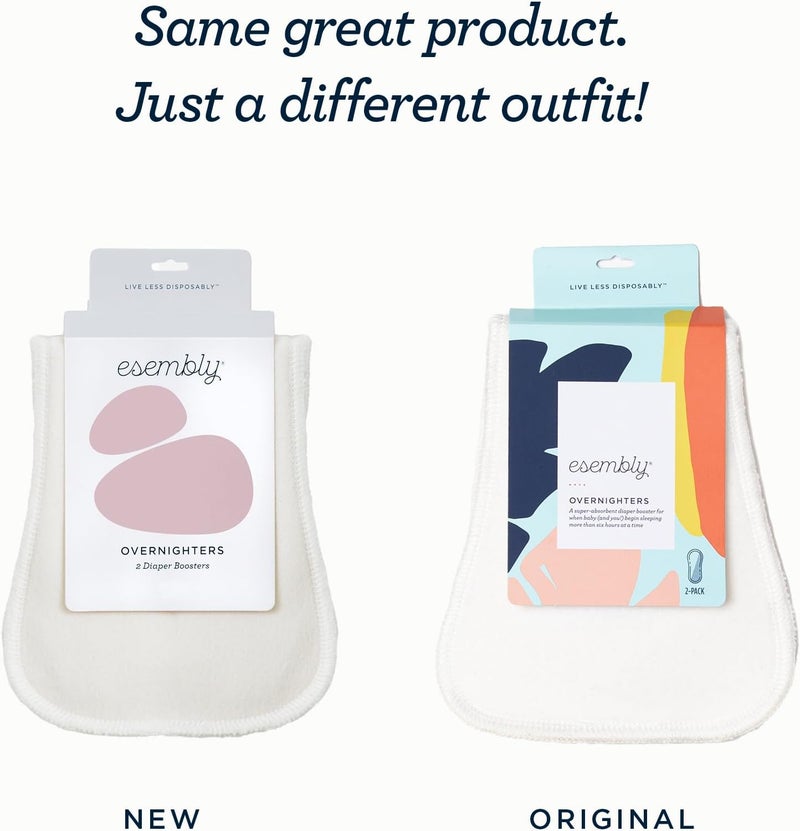 Esembly Overnighters – Organic Cotton Cloth Diaper Booster Inserts with Stay-Dry Fleece – Reusable Nighttime Absorbency Doublers for Heavy Wetters – One Size, Pack of 4 - Image 2