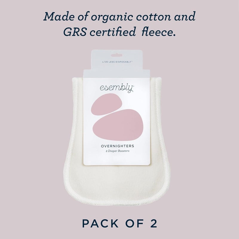 Esembly Overnighters – Organic Cotton Cloth Diaper Booster Inserts with Stay-Dry Fleece – Reusable Nighttime Absorbency Doublers for Heavy Wetters – One Size, Pack of 4 - Image 5