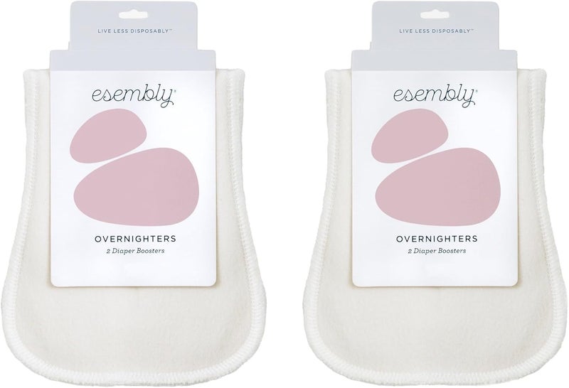 Esembly Overnighters – Organic Cotton Cloth Diaper Booster Inserts with Stay-Dry Fleece – Reusable Nighttime Absorbency Doublers for Heavy Wetters – One Size, Pack of 4 - Image 1