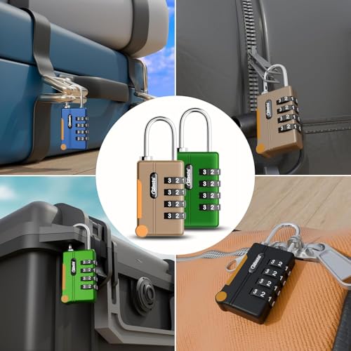 Crasts Luggage Number Lock - 4 Digit Combination Padlocks with a Hardened Steel Shackle - Travel Locks for Suitcases & Bag Number Locks (Blue,Black) - Image 3