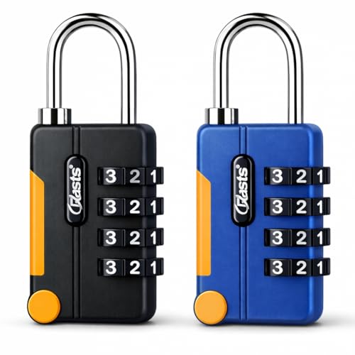 Crasts Luggage Number Lock - 4 Digit Combination Padlocks with a Hardened Steel Shackle - Travel Locks for Suitcases & Bag Number Locks (Blue,Black) - Image 1