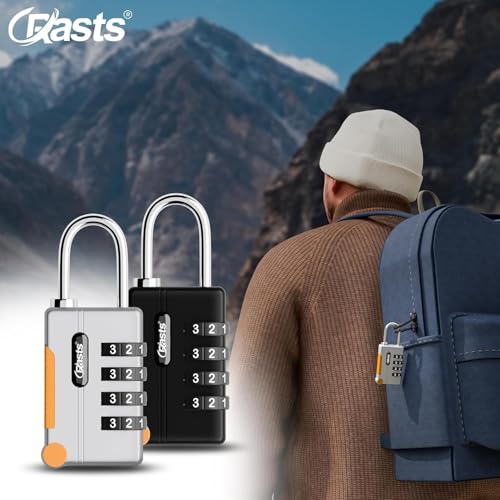 Crasts Luggage Number Lock - 4 Digit Combination Padlocks with a Hardened Steel Shackle - Travel Locks for Suitcases & Bag Number Locks (Blue,Black) - Image 2