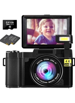 Generic E-commerce Digital Camera Video Camera 48 Million Full HD 4K With Flip HD Screen R2S-Body Color:64GB Card + Card Reader Adapter  - Image 2