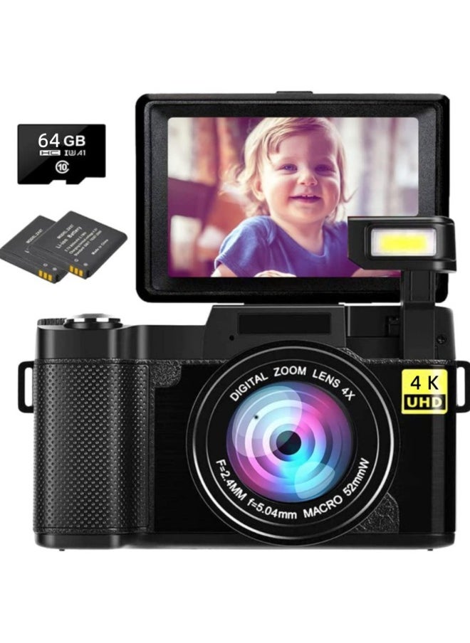 Generic - E-commerce Digital Camera Video Camera 48 Million Full HD 4K With Flip HD Screen R2S-Body Color:64GB Card + Card Reader Adapter - Image 1