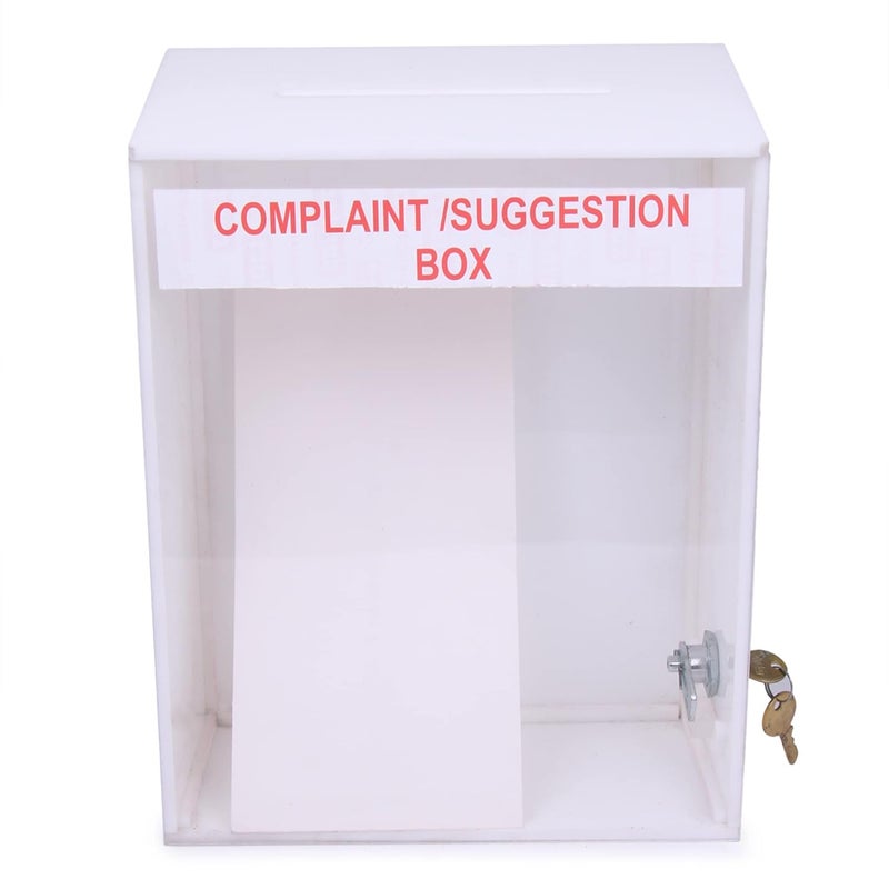 Rasper Acrylic Letter Box Wall Hanging for Home Office Acrylic Mailbox with Lock Acrylic Suggestion Box for Office Acrylic Complaint Box for School Wall Mounted 12x9x45 Inches White Transparent - Image 2