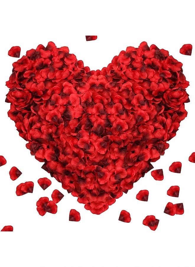 Happy D 2000 PCS Artificial Rose Petals, 5x5 cm Fake Flower Petals, Romantic Decorations Special Night Set for Valentine's Day, Wedding Anniversary, Proposal, Event, Party, Table Decor, Dark Red - Image 1