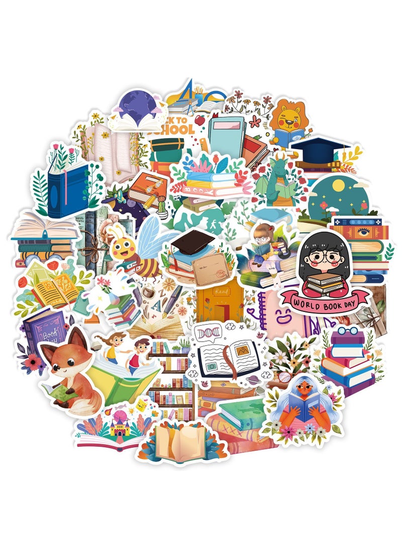 قوس قزح أورينبو 50 قطعة من ملصقات القراءة المقاومة للماء وملصقات الكتب الملهمة لزجاجة المياه والزجاجة المائية والكمبيوتر المحمول والأمتعة والكمبيوتر وسجلات القصاصات والسيارات ولوح التزلج وملصقات الكتب الإيجابية للأطفال والمراهقين - Image 1