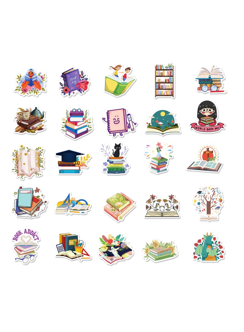 قوس قزح أورينبو 50 قطعة من ملصقات القراءة المقاومة للماء وملصقات الكتب الملهمة لزجاجة المياه والزجاجة المائية والكمبيوتر المحمول والأمتعة والكمبيوتر وسجلات القصاصات والسيارات ولوح التزلج وملصقات الكتب الإيجابية للأطفال والمراهقين - Image 3