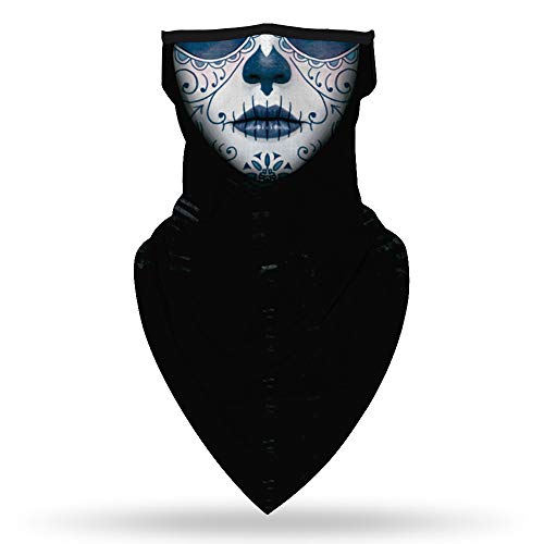 YAYOUREL Halloween Scary Skull Mask Halloween Masks for Adults Skeleton Bandana Neck Gaiter Face Mask Covering Ear Loop Hole Triangle Bandanas for Men Women UV Face Scarf Mask Cover Fishing - Image 3