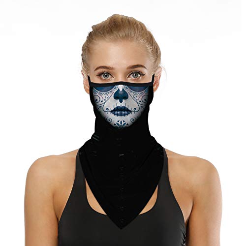 YAYOUREL Halloween Scary Skull Mask Halloween Masks for Adults Skeleton Bandana Neck Gaiter Face Mask Covering Ear Loop Hole Triangle Bandanas for Men Women UV Face Scarf Mask Cover Fishing - Image 1