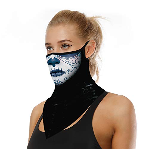 YAYOUREL Halloween Scary Skull Mask Halloween Masks for Adults Skeleton Bandana Neck Gaiter Face Mask Covering Ear Loop Hole Triangle Bandanas for Men Women UV Face Scarf Mask Cover Fishing - Image 2