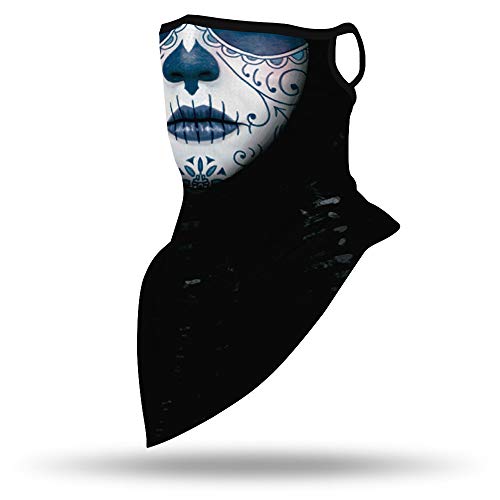YAYOUREL Halloween Scary Skull Mask Halloween Masks for Adults Skeleton Bandana Neck Gaiter Face Mask Covering Ear Loop Hole Triangle Bandanas for Men Women UV Face Scarf Mask Cover Fishing - Image 5