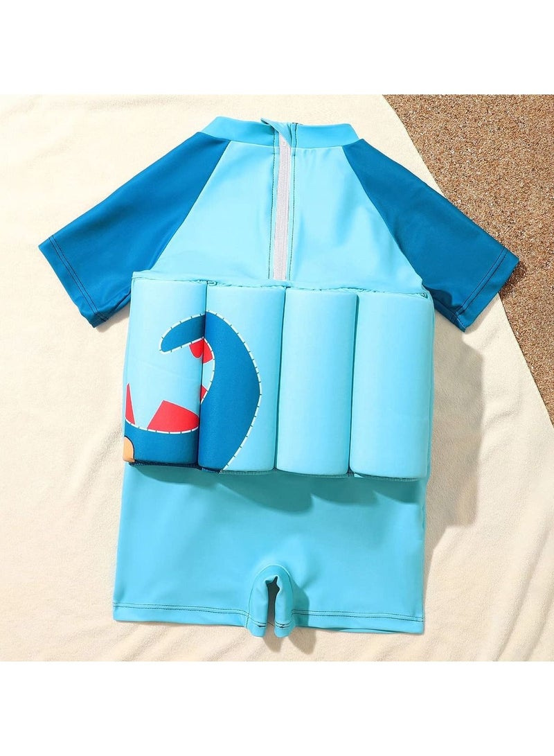 واي آند دي Kids Baby One-Piece Floatation Swimsuit Float Suit with Adjustable Buoyancy Bathing Cartoon Short Sleeve Swimwear Jumpsuit(3-4 Years, Blue Dragon) - Image 3