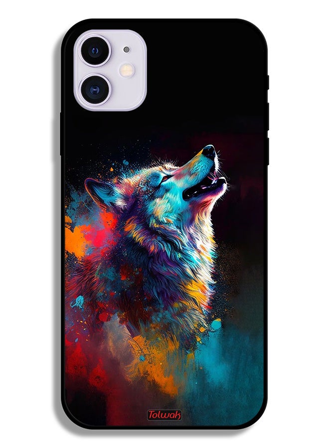 Tolwak Apple iPhone 11 Protective Case Wolf Colorful Art - Image 2