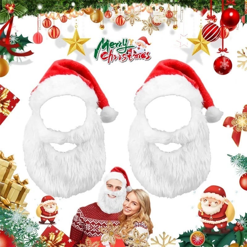 عيد الميلاد الجديد زينة عيد الميلاد الكبار مع اللحية سانتا قبعة اللباس لطيف قبعة ثلج إعطاء الهدايا للأطفال قبعة الشتاء - Image 2