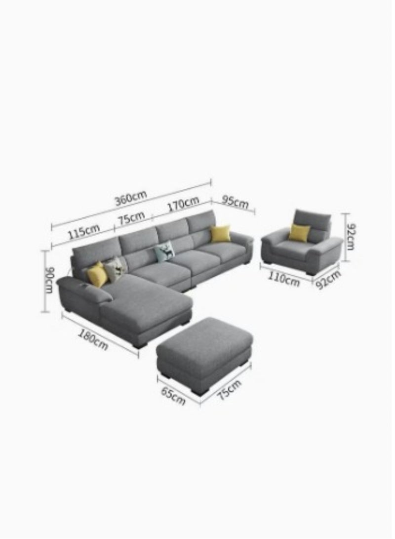Karnak Overstuffed Multifunction Sofa Set, Solid Wood Sofa for Living Room Furniture Modern Corner linen Fabric Upholstered Sofa Set Color Grey - Image 2