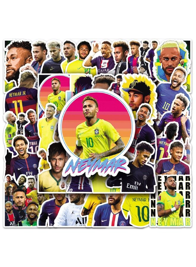 50-Piece Neymar Stickers, Football Super Star Sticker, Waterproof Soccer Stickers for Laptop,Skateboard, Water Bottles,Computer,Phone,Guitar, Stickers for Kids Teens Adult  - Image 1