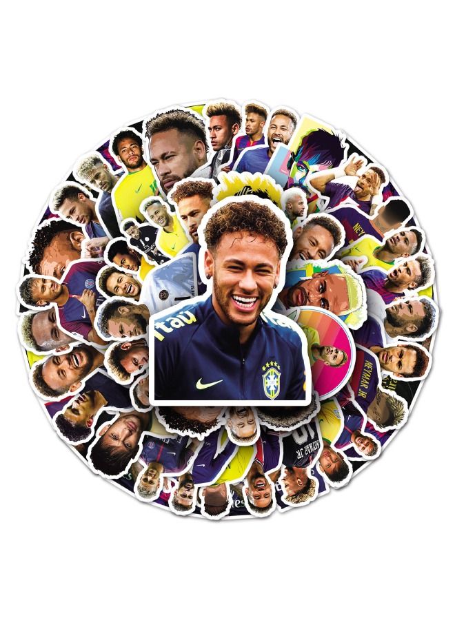 50-Piece Neymar Stickers, Football Super Star Sticker, Waterproof Soccer Stickers for Laptop,Skateboard, Water Bottles,Computer,Phone,Guitar, Stickers for Kids Teens Adult  - Image 2