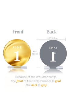 SYOSI Acrylic Wedding Table Numbers 1-25 with Stands,4.8"Round Mirror Gold Table Number Signs and Holders for Wedding Reception, Party, Event, Centerpiece Decoration (Gold, 1-25)  - Image 2