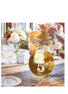 SYOSI Acrylic Wedding Table Numbers 1-25 with Stands,4.8"Round Mirror Gold Table Number Signs and Holders for Wedding Reception, Party, Event, Centerpiece Decoration (Gold, 1-25)  - Image 4